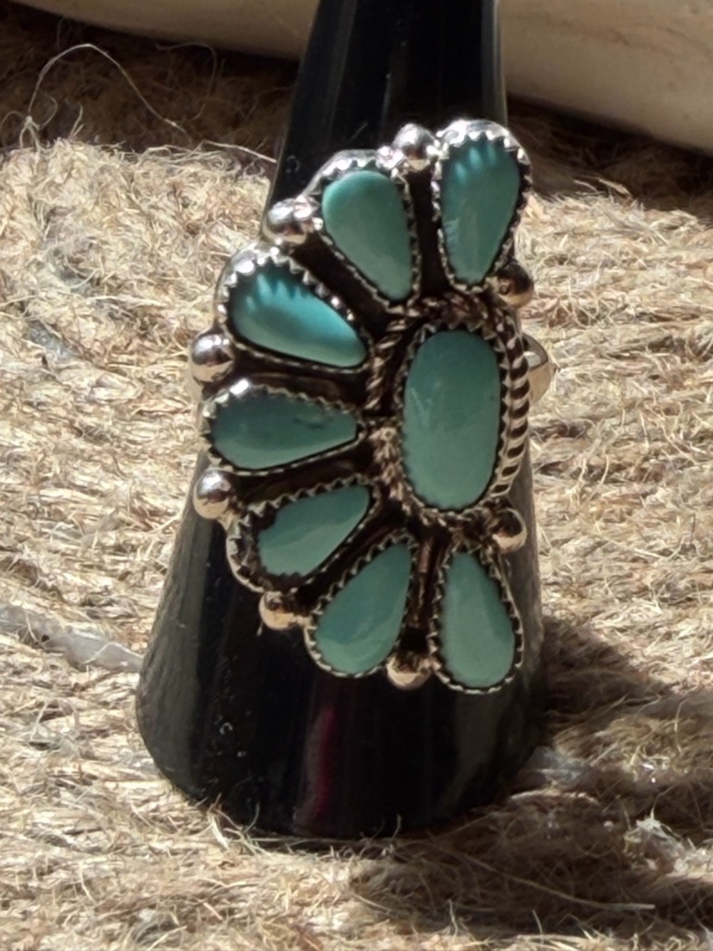 Native AmericanTurquoise Petal Cluster Sterling-Statement Ring - Women's Jewelry